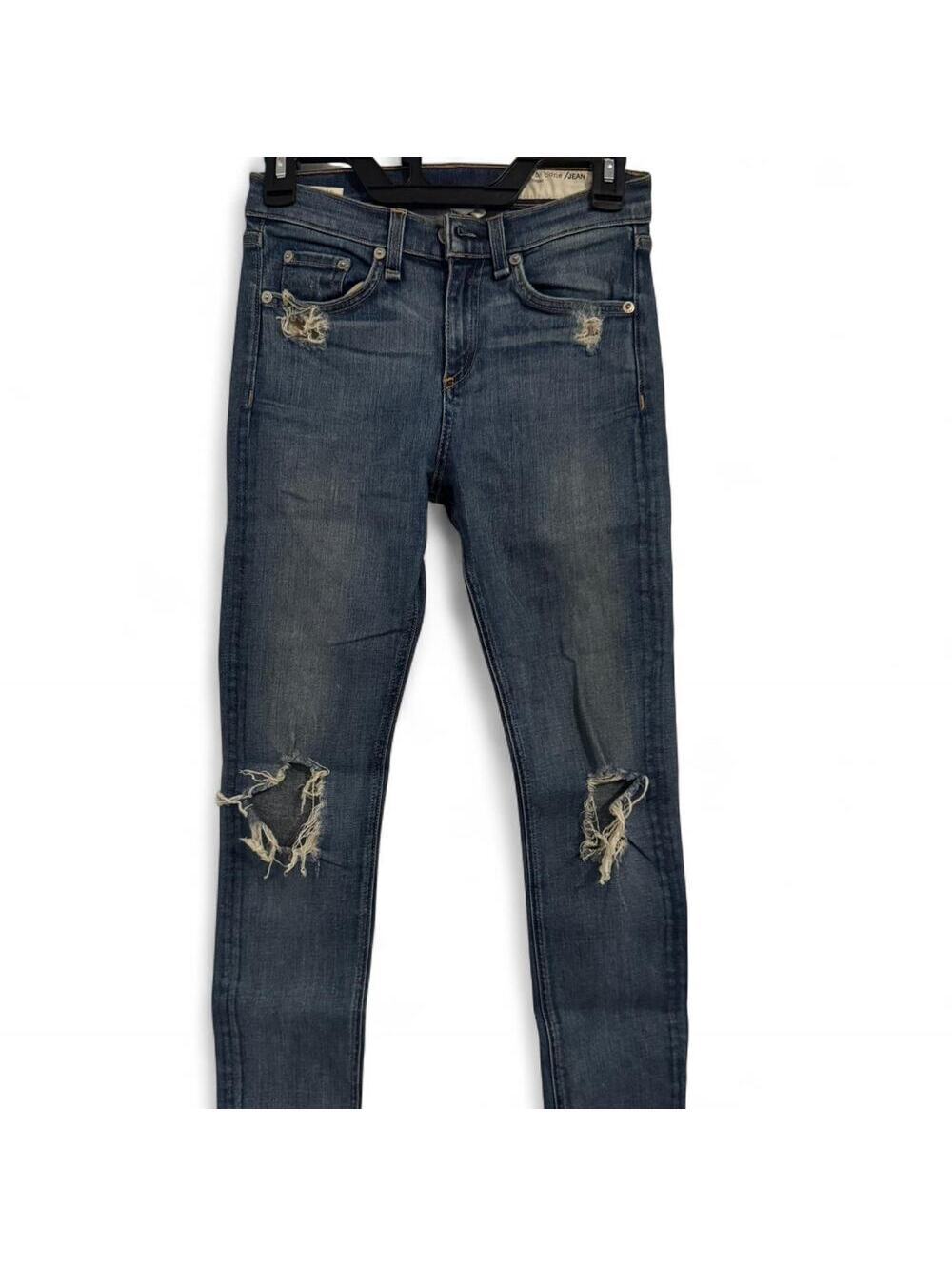 Rag & Bone 2010s Distressed Dark Wash Skinny Casual Fall Jeans Size 25